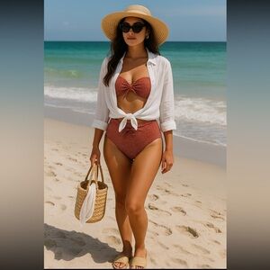 Turquoise  Couture | Elegant Rust Bikini Set | Large Top Medium Bottoms